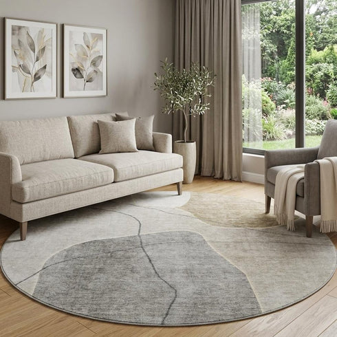 9' X 12' Beige And Brown Abstract Washable Area Rug With UV Protection