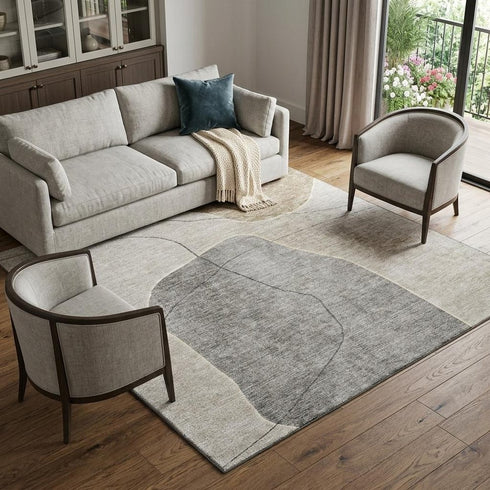 9' X 12' Beige And Brown Abstract Washable Area Rug With UV Protection