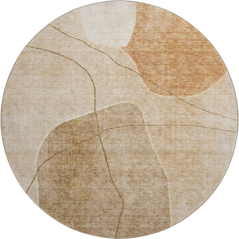 9' X 12' Rust And Copper Abstract Washable Area Rug With UV Protection