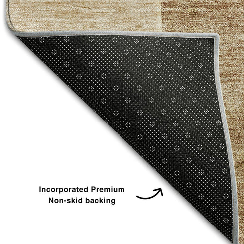 9' X 12' Rust And Copper Abstract Washable Area Rug With UV Protection