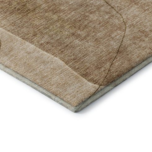 9' X 12' Rust And Copper Abstract Washable Area Rug With UV Protection