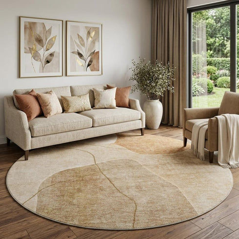 9' X 12' Rust And Copper Abstract Washable Area Rug With UV Protection