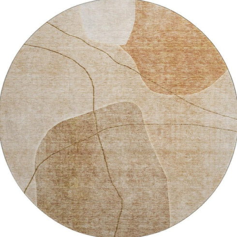 9' X 12' Rust And Copper Abstract Washable Area Rug With UV Protection
