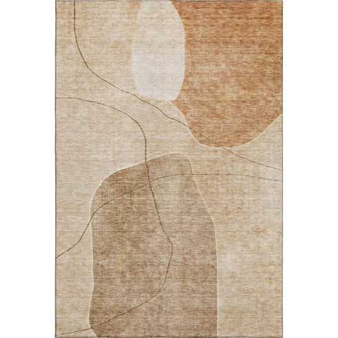 9' X 12' Rust And Copper Abstract Washable Area Rug With UV Protection