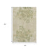 9' X 12' Khaki Green And Ivory Floral Washable Area Rug With UV Protection
