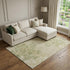 9' X 12' Khaki Green And Ivory Floral Washable Area Rug With UV Protection