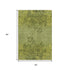 9' X 12' Olive Green And Gold Floral Washable Area Rug With UV Protection