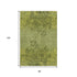 9' X 12' Olive Green And Gold Floral Washable Area Rug With UV Protection