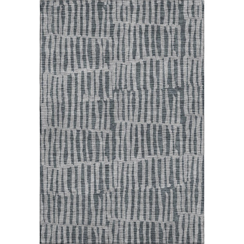 9' X 12' Charcoal And Gray Striped Washable Area Rug With UV Protection