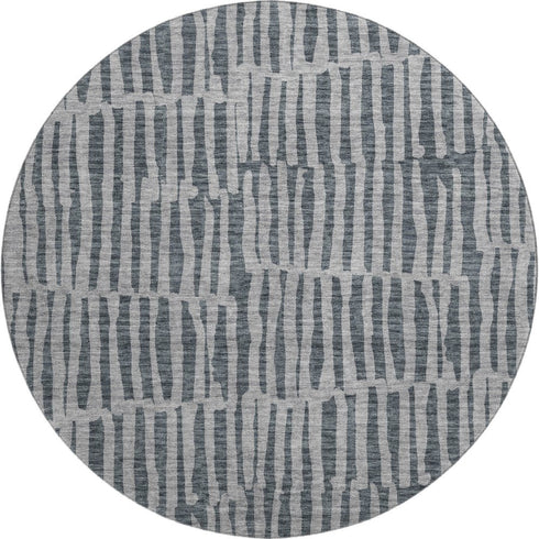 9' X 12' Charcoal And Gray Striped Washable Area Rug With UV Protection