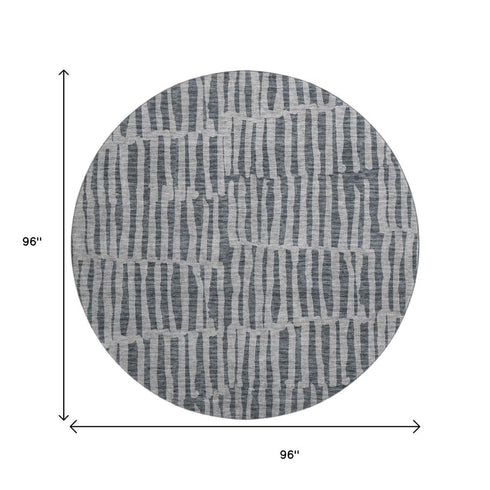 9' X 12' Charcoal And Gray Striped Washable Area Rug With UV Protection