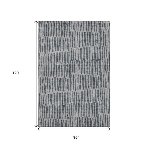 9' X 12' Charcoal And Gray Striped Washable Area Rug With UV Protection