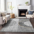 9' X 12' Charcoal Gold And Silver Geometric Washable Area Rug With UV Protection