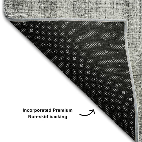9' X 12' Charcoal Gold And Silver Geometric Washable Area Rug With UV Protection