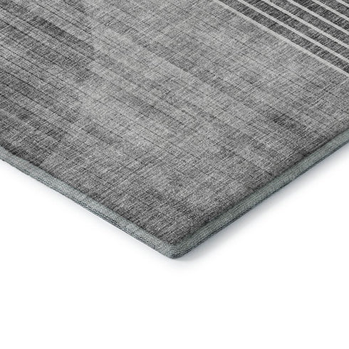 9' X 12' Charcoal Gold And Silver Geometric Washable Area Rug With UV Protection