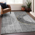 9' X 12' Charcoal Gold And Silver Geometric Washable Area Rug With UV Protection