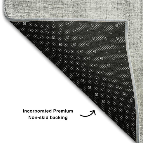 9' X 12' Gray And Silver Geometric Washable Area Rug With UV Protection