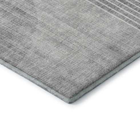 9' X 12' Gray And Silver Geometric Washable Area Rug With UV Protection