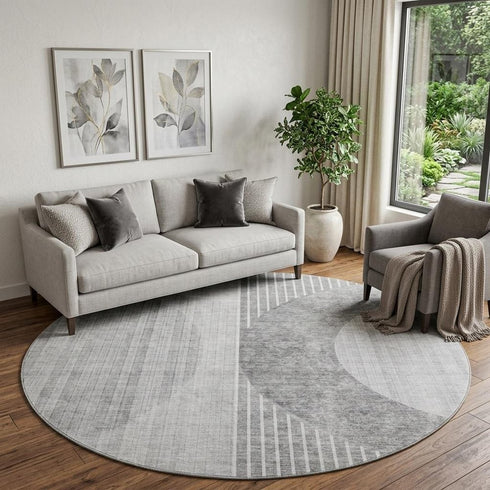 9' X 12' Gray And Silver Geometric Washable Area Rug With UV Protection