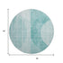 5' X 8' Teal And Ivory Geometric Washable Area Rug With UV Protection