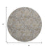 9' X 12' Gray And Silver Floral Washable Area Rug With UV Protection