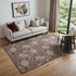 9' X 12' Merlot And Beige Floral Washable Area Rug With UV Protection