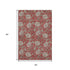 9' X 12' Red And Beige Floral Washable Area Rug With UV Protection