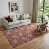 9' X 12' Red And Beige Floral Washable Area Rug With UV Protection