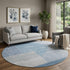 9' X 12' Blue And Ivory Geometric Washable Area Rug With UV Protection