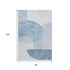 9' X 12' Blue And Ivory Geometric Washable Area Rug With UV Protection