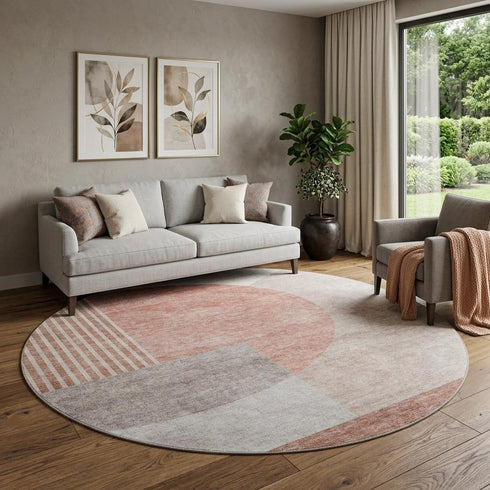 9' X 12' Copper Gray And Ivory Geometric Washable Area Rug With UV Protection