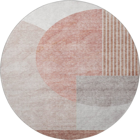9' X 12' Copper Gray And Ivory Geometric Washable Area Rug With UV Protection