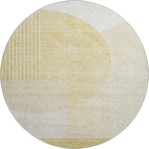 9' X 12' Gold And Ivory Geometric Washable Area Rug With UV Protection