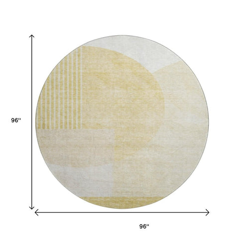 9' X 12' Gold And Ivory Geometric Washable Area Rug With UV Protection