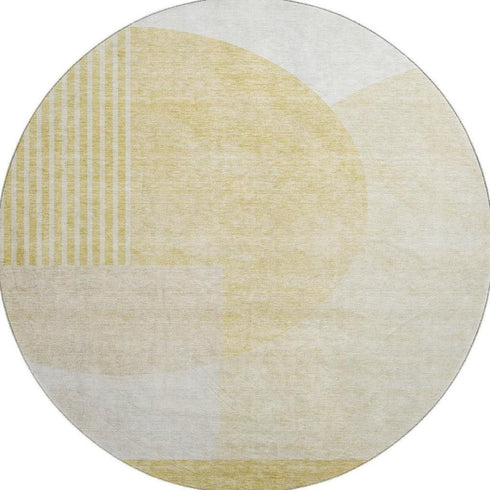 9' X 12' Gold And Ivory Geometric Washable Area Rug With UV Protection