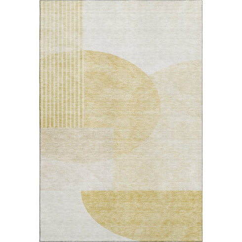 9' X 12' Gold And Ivory Geometric Washable Area Rug With UV Protection