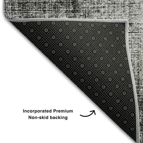 9' X 12' Gray And Silver Geometric Washable Area Rug With UV Protection