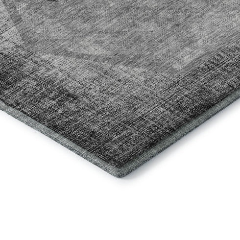 9' X 12' Gray And Silver Geometric Washable Area Rug With UV Protection