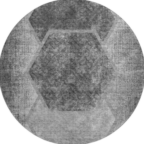 9' X 12' Gray And Silver Geometric Washable Area Rug With UV Protection