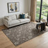9' X 12' Chocolate And Beige Floral Washable Area Rug With UV Protection