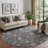 9' X 12' Gray And Silver Floral Washable Area Rug With UV Protection