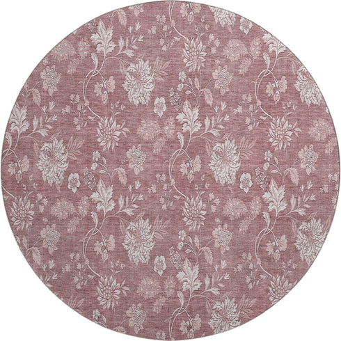 9' X 12' Blush And Ivory Floral Washable Area Rug With UV Protection