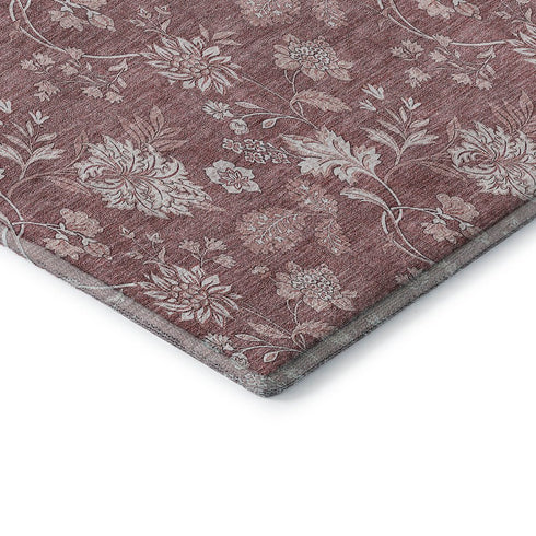 9' X 12' Blush And Ivory Floral Washable Area Rug With UV Protection