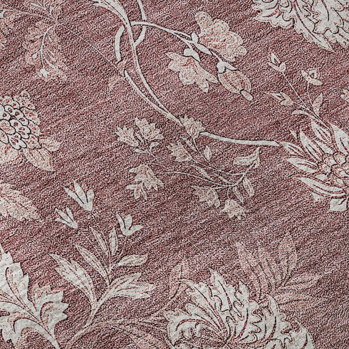 9' X 12' Blush And Ivory Floral Washable Area Rug With UV Protection
