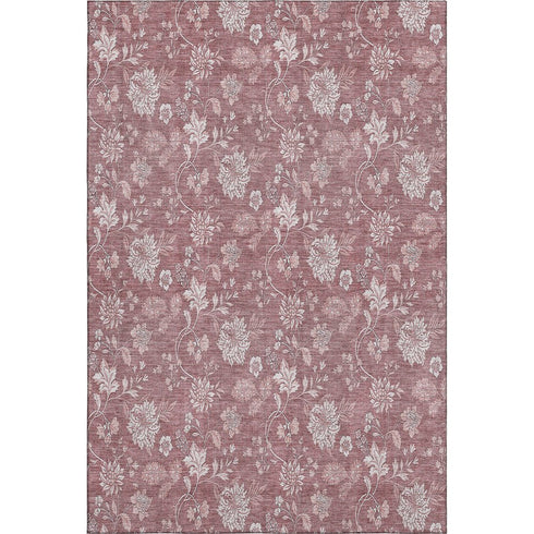9' X 12' Blush And Ivory Floral Washable Area Rug With UV Protection