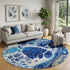 9' X 12' Navy Blue Ivory And Gray Abstract Washable Area Rug With UV Protection