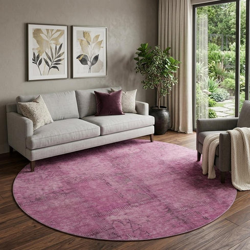 9' X 12' Blush And Gray Patchwork Washable Area Rug With UV Protection