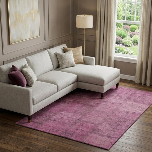 9' X 12' Blush And Gray Patchwork Washable Area Rug With UV Protection