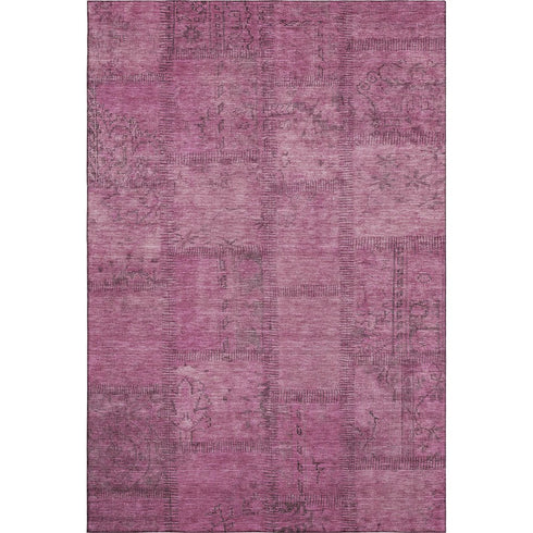 9' X 12' Blush And Gray Patchwork Washable Area Rug With UV Protection