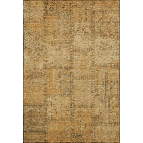 9' X 12' Copper And Gray Patchwork Washable Area Rug With UV Protection